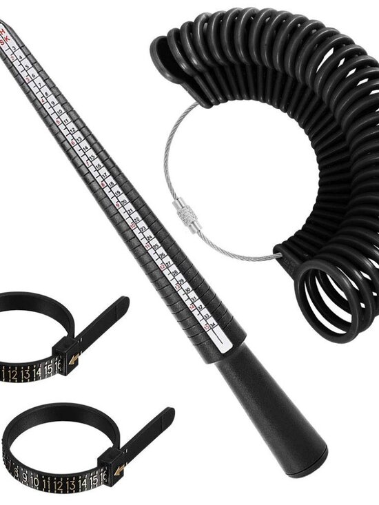 Accessories - Accmor Ring Size Measuring Tool Includes Plastic Ring Sizer Mandrel Stick, Finge